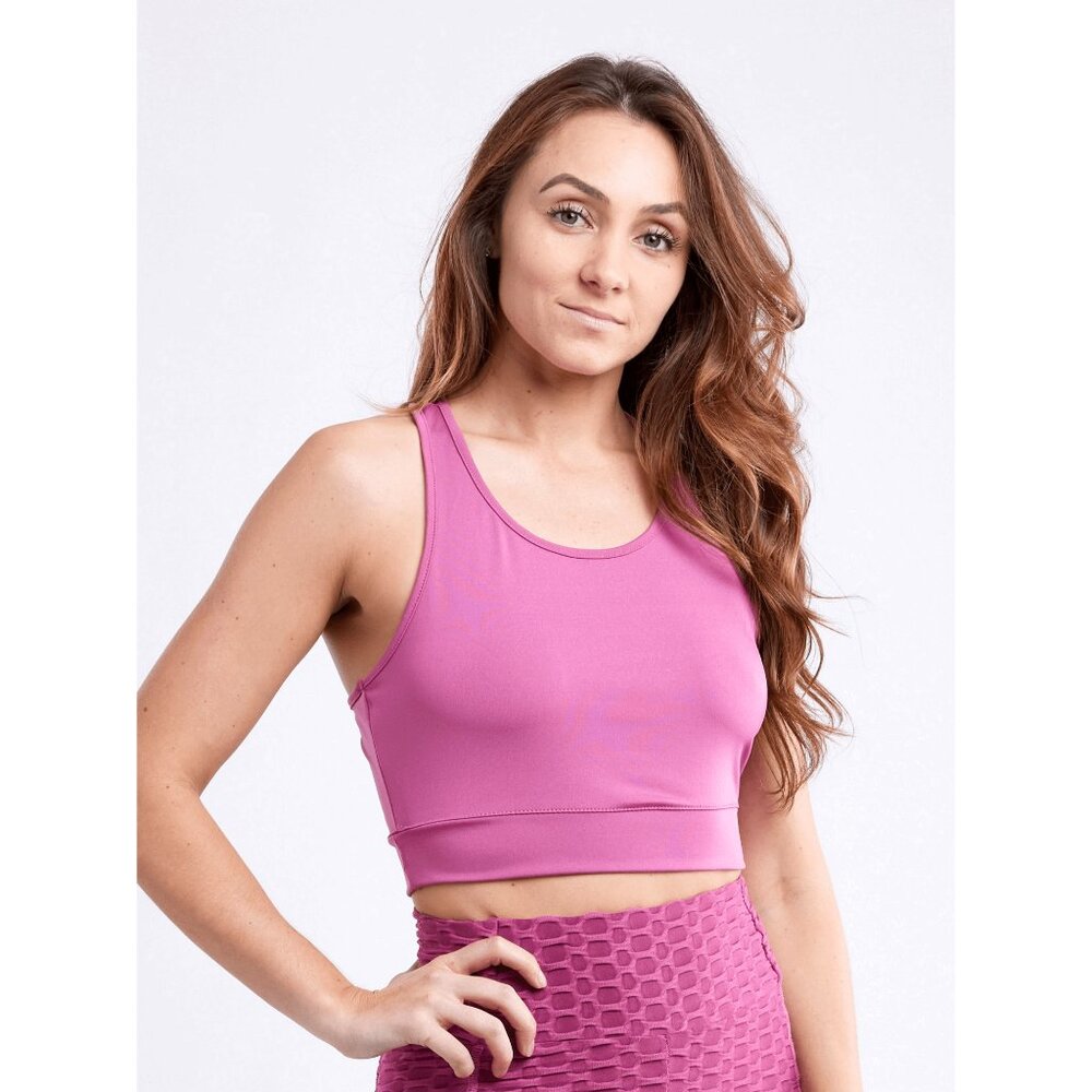 Callisto Collection Racerback Lightweight Training Crop Tank Top Rose Dust